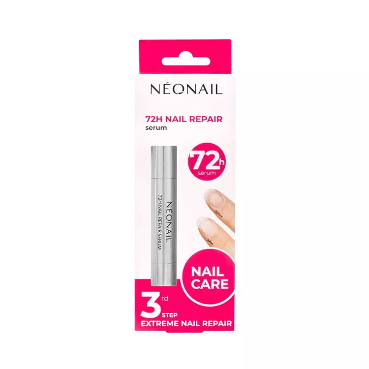 NEONAIL 72h Nail Repair Serum in a sleek bottle, ideal for strengthening brittle nails and enhancing nail care.