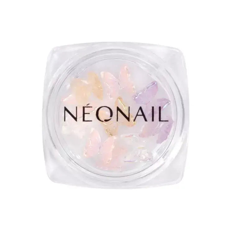 3D butterflies nail art ornaments in a clear container by NEONAIL, perfect for floral themed nail designs.