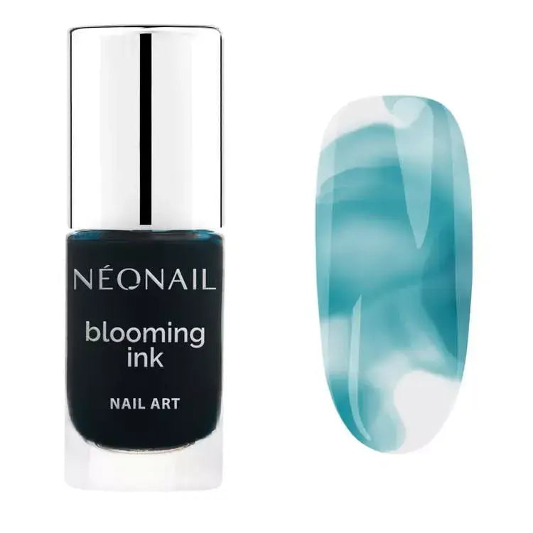 Turquoise Blooming Ink 7.2ml gel polish with a blur effect for unique nail art and vibrant home manicures.