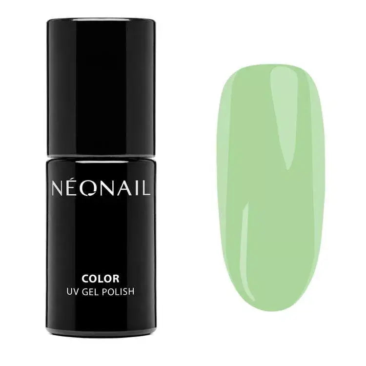 Eternal Fantasies UV gel polish in delicate green next to swatch, perfect for DIY gel nail kits at home.