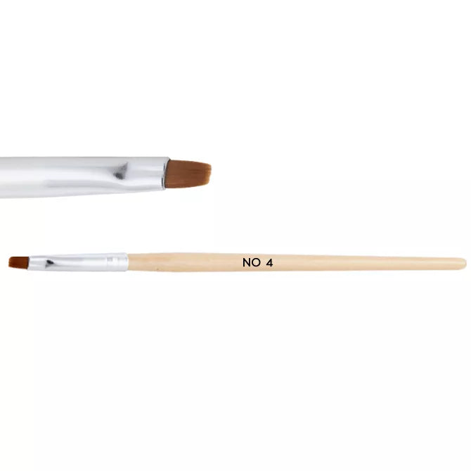 Gel Brush No 4 made of wood, ideal for precise gel polish application and nail artistry at home.