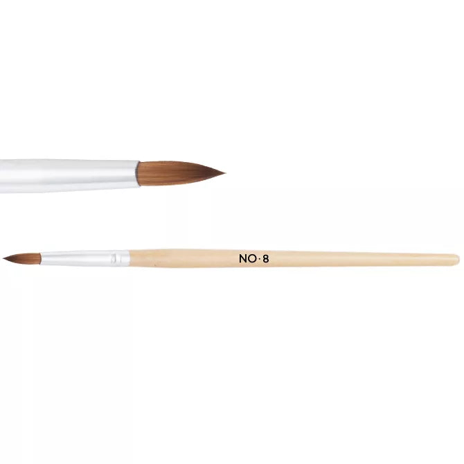 No 8 Gel Brush with high-quality bristles and ergonomic wooden handle, perfect for UV gel nail polish and nail care.