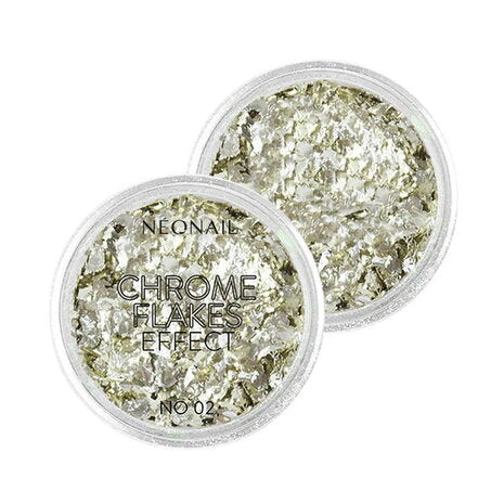 Chrome Flakes Effect No. 02 metallic foils for nails, ideal for UV gel nail polish and stunning manicures.