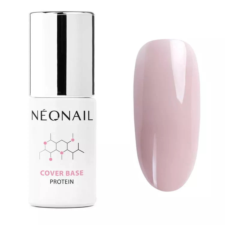 Cover Base Protein Sand Nude UV gel nail polish bottle and swatch, perfect for elegant nail manicures.