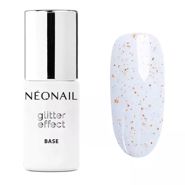 White Sparkle 7.2ml UV gel nail polish with glitter effect and swatch showing golden foil particles.
