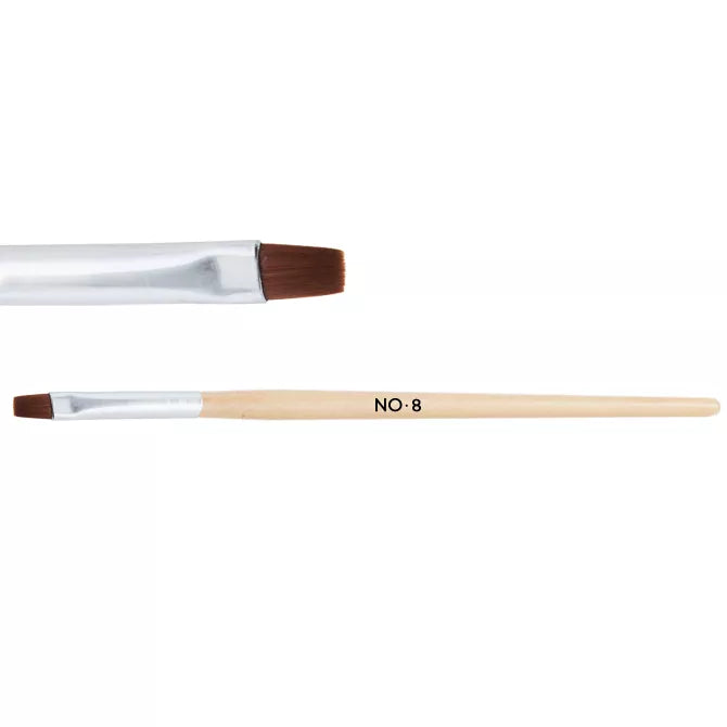 Gel Brush No. 8 with wooden handle, ideal for gel nails, UV gel polish, and nail care products.