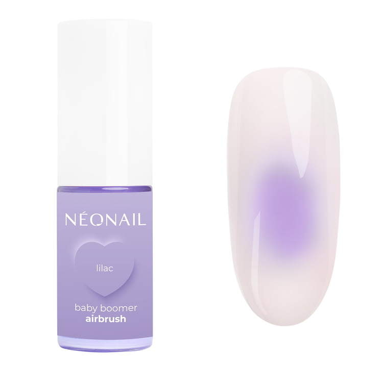 Lilac Baby Boomer Airbrush 5g nail polish with smooth ombre effect on display for gel nails and nail care.