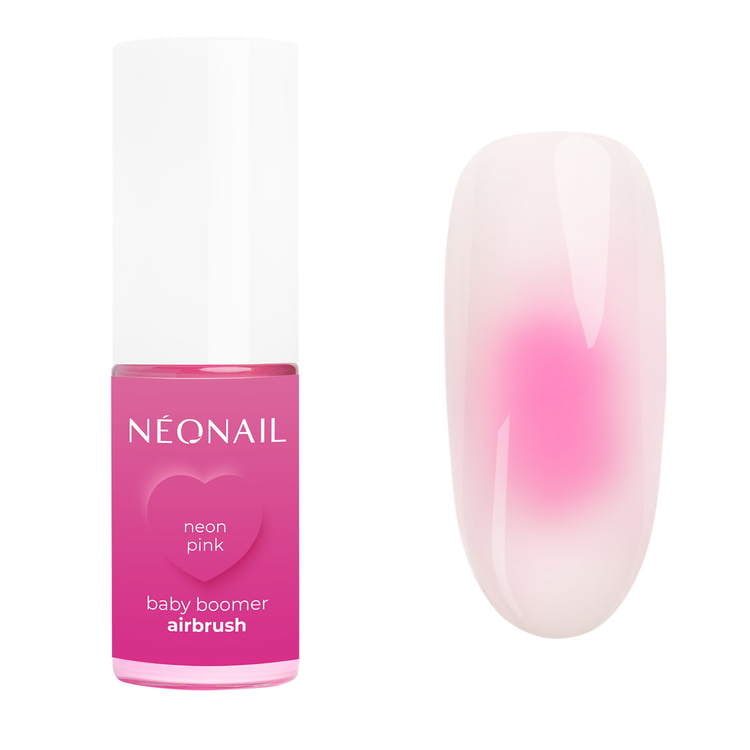 Neon Pink BabyBoomer Airbrush nail product with an ombre nail effect. Ideal for home nail kits and UV gel polish applications.
