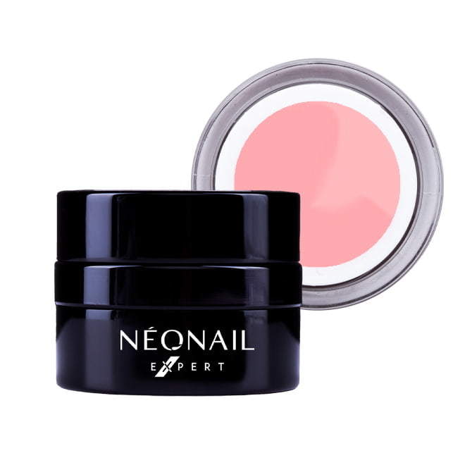 Light pink expert builder gel 15ml in black jar, ideal for nail extension and French styling.