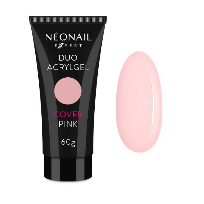Cover Pink Expert Duo Acrylgel 60g tube with matching gel swatch for expert gel nail polish applications.