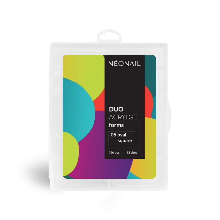 Duo AcrylGel forms 05 Oval Square packaging with colorful design for nail extension kits.