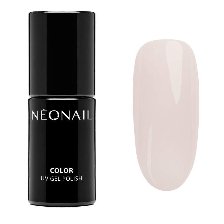 Days Without Pressure UV gel nail polish in chic beige shade alongside swatched gel nail for a stylish manicure.