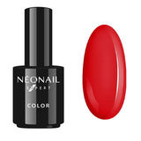 Neonail Expert UV gel polish bottle next to bright red color swatch, perfect for a long-lasting manicure.