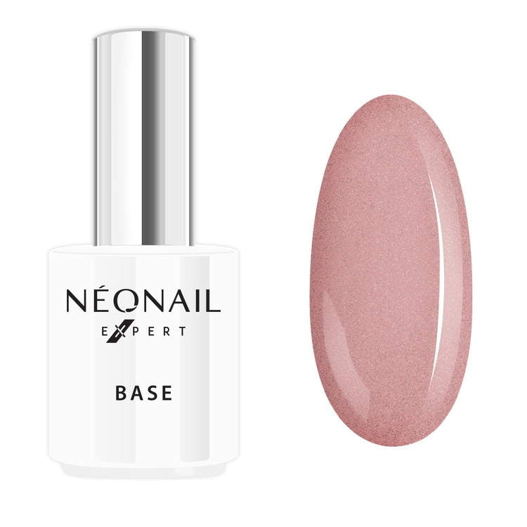 Bubbly Pink UV/LED expert modeling base calcium 15ml with matching pink nail swatch for strong, vibrant nails.