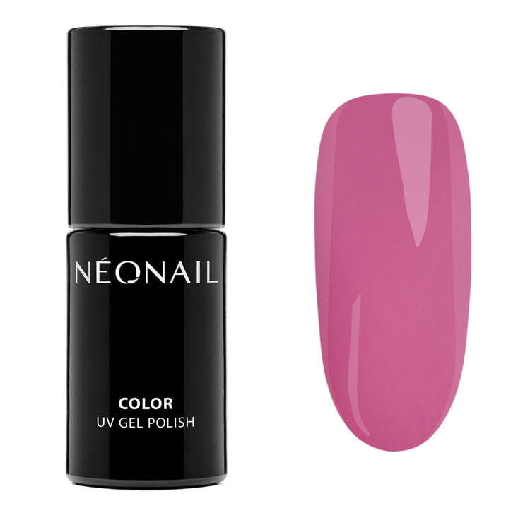 Ticket To Anywhere UV gel polish 7.2ml bottle and pink gel nails swatch for home nail care.