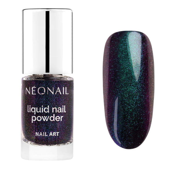 Chameleon Liquid Nail Powder 01 by NEONAIL with shimmering effects on nail art, perfect for DIY manicures.