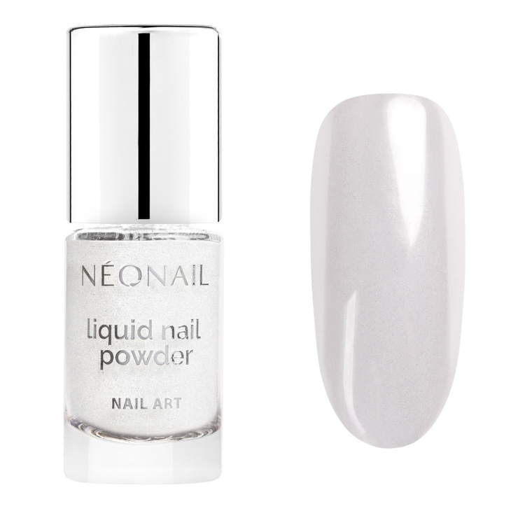 Nail art liquid powder in chrome shade with glossy finish, ideal for UV gel nail polish and stunning manicure at home.