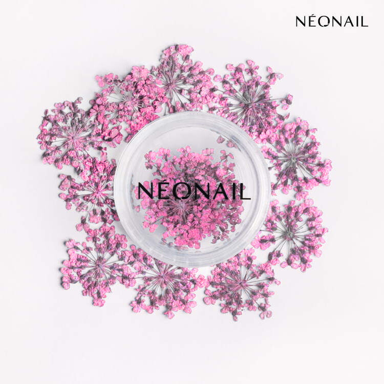 Purple dried flowers for nail art, perfect for UV gel polish and home nail kits.