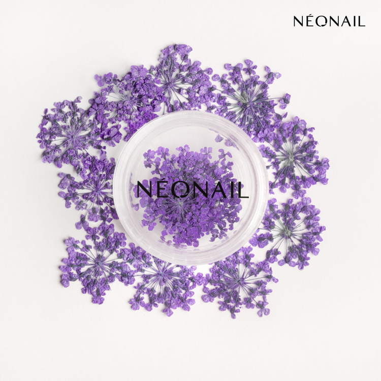 Violet dried flowers for UV gel nail polish, perfect for floral nail art and stylish manicures.