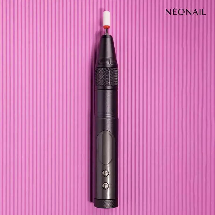 Cordless Nail Drill Pen in graphite color, perfect for UV gel nail polish application and beginner nail care at home.