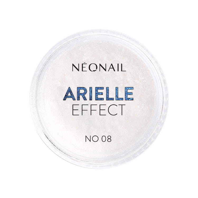 Arielle Effect 08 shiny nail powder with blue and white particles for UV gel nail polish styling.