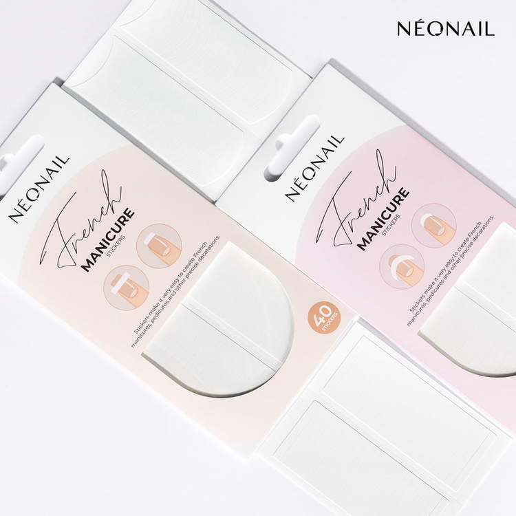 NeoNail French manicure stencils - 40 templates for perfect smile lines, ideal for gel nails and home nail care.