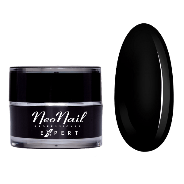 NeoNail Expert UV gel polish in black, 5ml bottle for durable nail art and shine without sticky residue.
