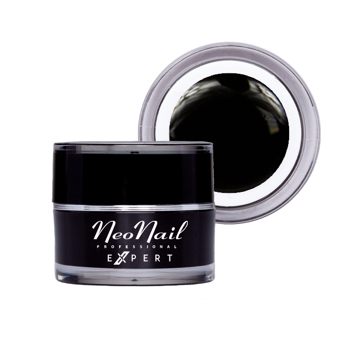 NeoNail Expert UV/LED Gel in Black Pearl, 5ml bottle for professional nail art and vibrant designs.