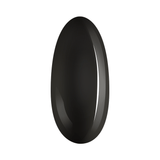 Pure black expert UV/LED gel polish on nail, showcasing intense gloss and durability for vibrant manicures.