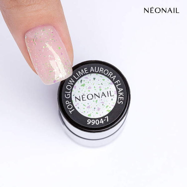Neonail - Top Glow Lime Aurora Flakes 7,2 ml